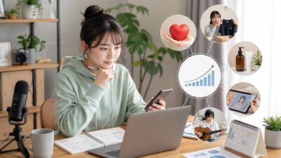 ライブ配信の収益導線を計画するクリエイターのイメージ