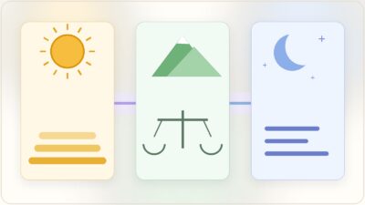 能力重視のSol、バランス型のTerra、速度重視のLunaを太陽・山・月で表した比較イラスト